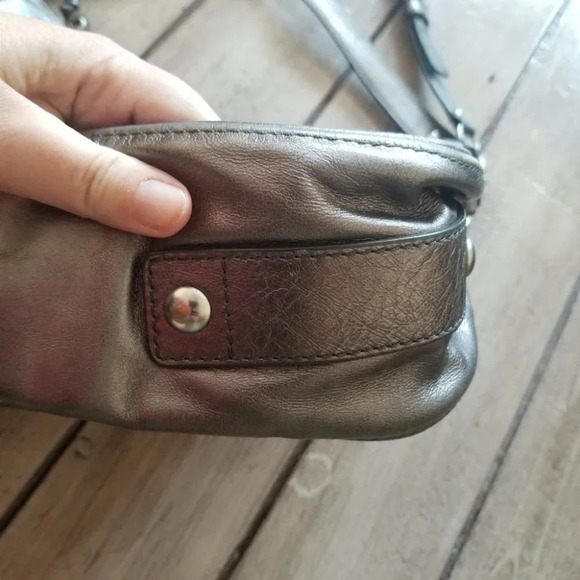 Coach Silver Grey Crossbody Bag  Satchel Leather - Picture 9 of 14